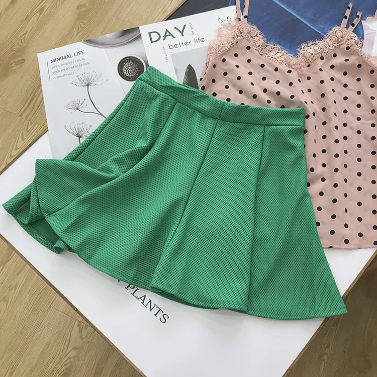 

Special Offer Women's Dress Processing Summer Korean-style Solid Color Versatile Skirt Elegant Hong Kong Flavor A- line Skirt 8.