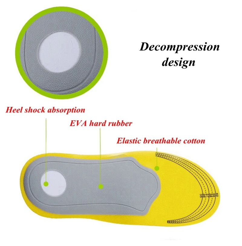 Orthopedic Insoles 3D Flat Foot Care Tool Inserts& Cushions Soft Running Orthotic Arch Support Accessories Insoles Unisex