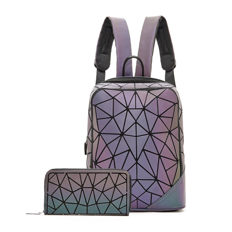 Новинка, светящиеся рюкзаки для женщин, набор, рюкзаки для путешествий, Женская Повседневная сумка, Mochilas, женская сумка на плечо, для мальчиков, рюкзаки для девочек - Цвет: backpack wallet 2pcs