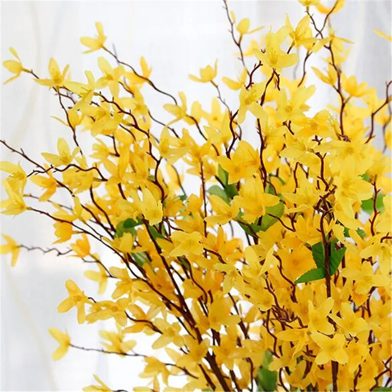 Искусственный зимний жасмин(7 стеблей/Букет) 23,6" длина имитация Jasminum Nudiflorum для дома Свадебные Декоративные искусственные цветы