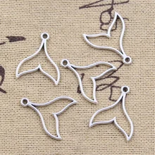 30pcs Charms Hollow Whale Tail 20x17mm Antique Silver Color Pendants Making DIY Handmade Tibetan Finding Jewelry
