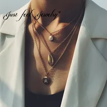 VOEL Heet Verkoop Goud Kleur Ketting Multilayer Ketting Voor Vrouwen Shell Choker Kettingen Vrouwelijke Mode Accessoires(China)