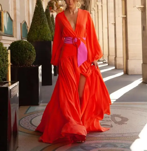 Mooie Vrouwen Sexy Boho Strand Jurk Sjerpen Lange Mouwen Split Grote Swing Maxi Jurk Losse Ongedwongen Vintage Jurk Vestidos Mooie Vrouwen Sexy Boho Strand Jurk Sjerpen Lange Mouwen Split Grote Swing Maxi Jurk Losse Ongedwongen Vintage Jurk Vestidos