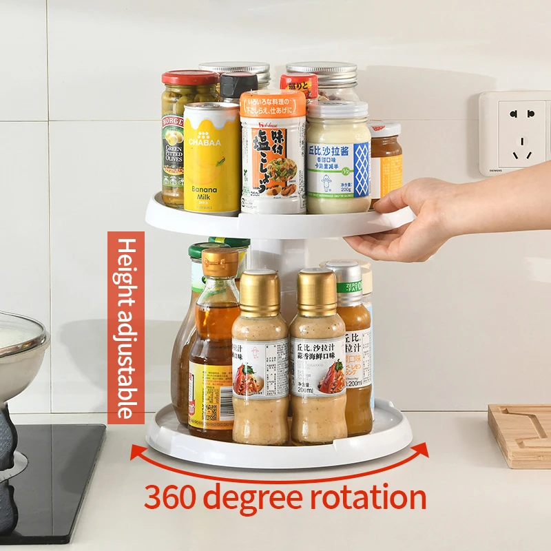 

Rotatable Storage Rack Round Tray Bathroom Storage Makeup Organizer Desktop Organizer Accessories Kitchen Cabinet Storage Tray