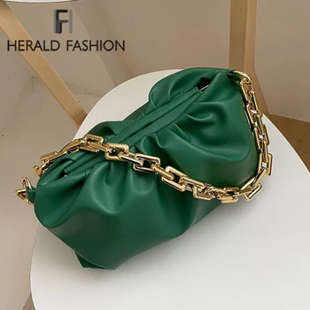 

Women Luxury Designer Cloud Clutch Bag Trendy Fashion Ladies Thick Chain Shoulder Messenger Crossbody Bag Soft PU Women Handbag