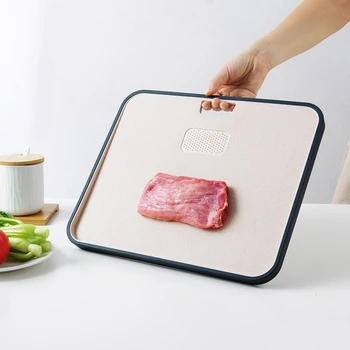 

1pc Chopping Blocks for Meat Vegetables Fruits Cheese Deep Edge Cutting Board with Grind Garlic Press Versatile Chopping Tray