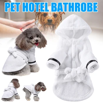 

Pet Pajama with Hood Thickened Luxury Soft Cotton Hooded Bathrobe Quick Drying and Super Absorbent Dog Bath Towel _WK