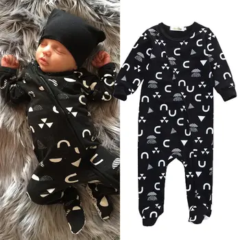 

Drop Ship Special Design infant children kids clothes Zipper Newborn Baby Boys Girls Geometric Print Jumpsuit Romper Outfits