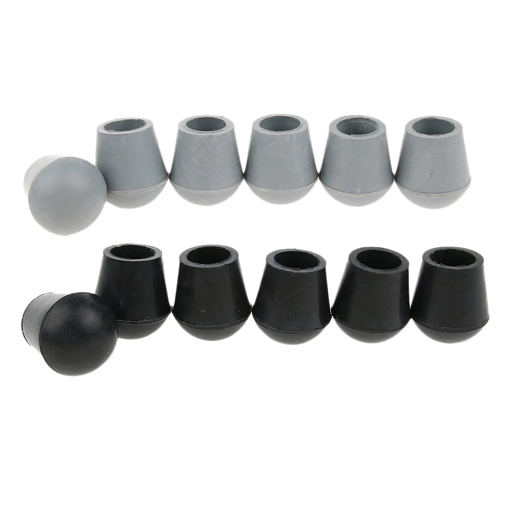 Walking Stick Ferrules 6pcs Round Bottom Rubber Tip For Triangle Cane Stool Crutches Chair 3/4"