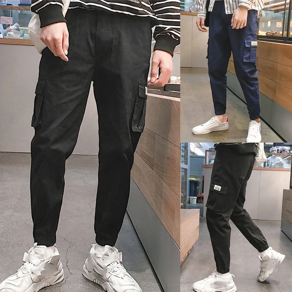 

Four Season Men New Fashion Ankle-Length Pants Casual Loose Cotton Sports Nine-minute Haren Trousers Overalls Pants M0912