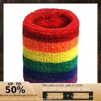 Een-Voor-Een Regenboog Polsbandjes, Kleurrijke Zweet-Absorberende Sport Handdoek Polsbandjes, Basketbal Badminton Polsbandjes