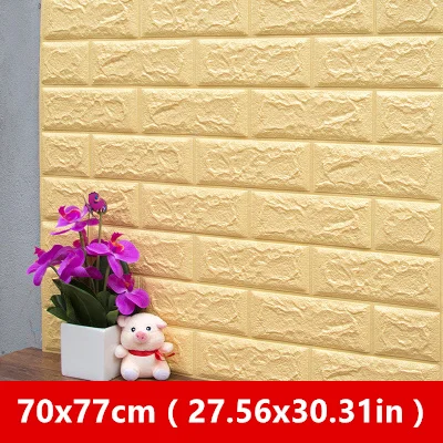 70x77 см DIY 3D Наклейка на стену s самоклеющаяся пена кирпич декор комнаты обои настенный Декор Гостиная Наклейка на стену для детской комнаты - Цвет: light yellow