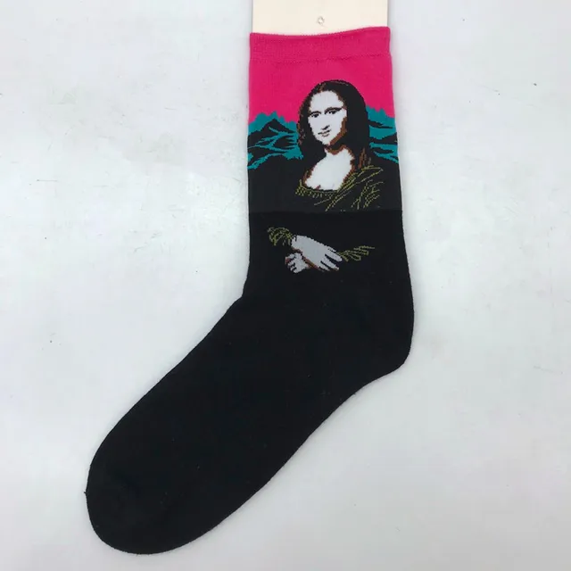 1 pair Hot Sale Classic Autumn Winter Retro Women Personality Art Van Gogh Mural World Famous Painting Female Sock Oil Socks 1
