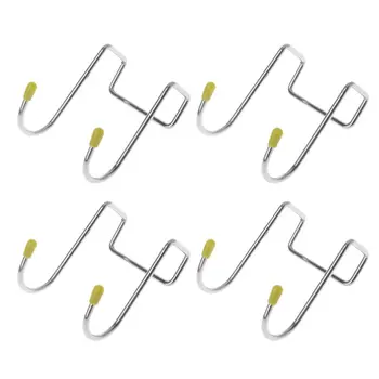 

4pcs Over Cabinet Door Hanger Hanging Hooks Stainless Steel Utensil Kitchen Clothes Bag Towel Coat Holder