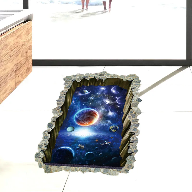 Новые 3D наклейки на стену с изображением галактических растений квадратные пол