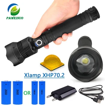 

100000lumens xhp70.2 ultra high power flashlight usb Zoom led torch lamp hunting xhp70 xhp50 18650 or 26650 Rechargeable battery
