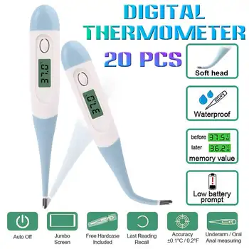 

20Pcs Medical Electronic Thermometer Household Digital LCD Thermometre Body Temperature Fever Measure Device for Baby Adult
