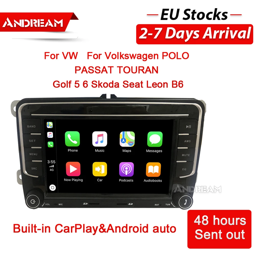 Автомобильный мультимедийный плеер 2 Din для Volkswagen POLO PASSAT TOURAN Golf с CarPlay &amp Android auto 7