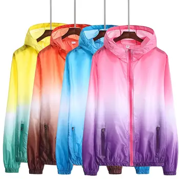 

Kids Gradient Color Quick Dry Pockets Hooded Anti UV Sun Protection Coat Jacket женская куртка короткая roupa de feminina