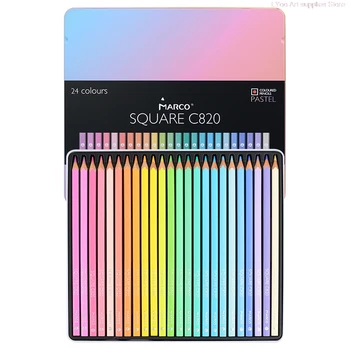 

Marco 12/24Colors Macaron Square Pastel Oily Color Pencils professional Colored Pencils for School hand-painted pencil