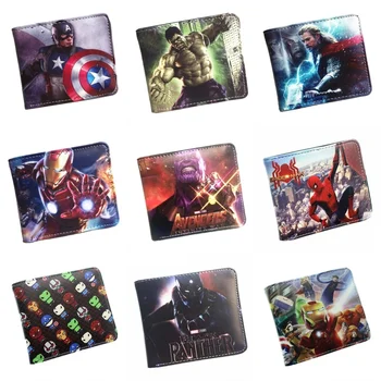

Marvel Superhero Endgame Spider-Man Thanos Iron Man Pu Wallet Leather Boys Girls Short Photo Card Holder Layers Cartoon Purse