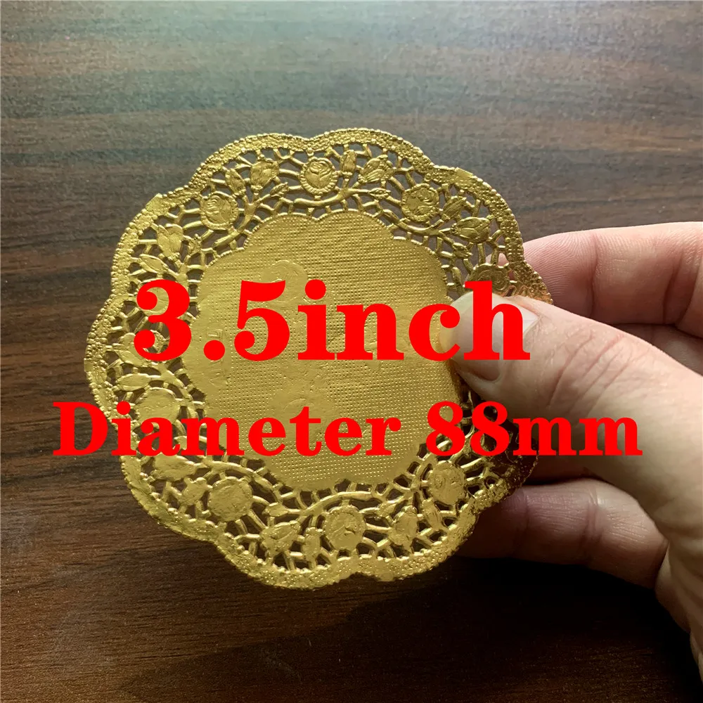 HARFINGTON 50pcs Lace Paper Doilies 5 Inch Silver Round Disposable Decorative Paper Placemats Hollow Flower Absorbing Papers For Cakes Desserts Food Decoration Wedding Birthday