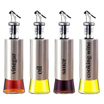 

Oil Bottle Stainless Steel Oil Dispenser Vinegar Seasoning Bottle with Funnel for Cooking BBQ Grilling Frying