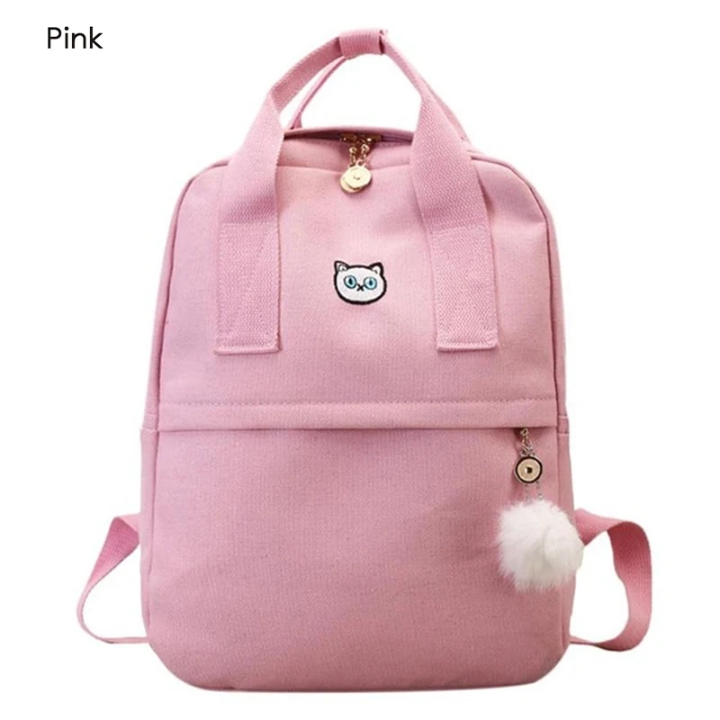 Холщовый Рюкзак для девушек, милый бальный рюкзак для волос, школьный рюкзак на плечо, сумка для путешествий, брезентовый Рюкзак для студентов - Цвет: Розовый