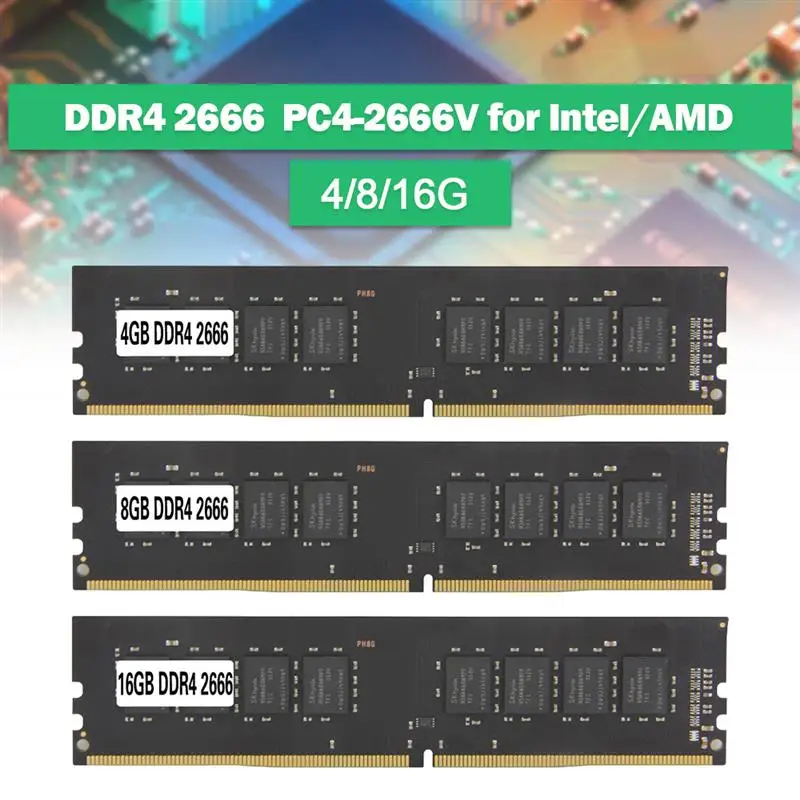 

DDR4 RAM Memory 4GB 8GB 16GB 2666MHz Desktop DIMM BGA Memory 1.2V 288Pin PC4-2666V for Intel/AMD