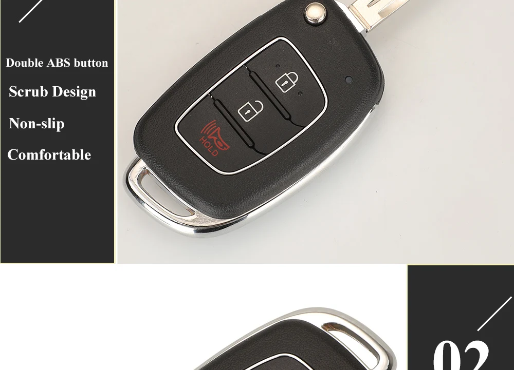 Keyforkess 10 pezzi Flip Shell chiave auto remota per Hyundai Santa Fe Creta Elantra Verna Solaris IX25 IX35 IX45 HB20 lama orizzontale - H48f983c322a74332abf9b146b45db94fz