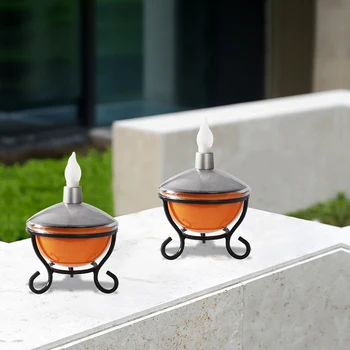 

Bowl Shape Solar Candle Light With Holder Rack Adjustable Lightness Touching Sensor Lighting Solar Lamp Outdoor Desktop Decor