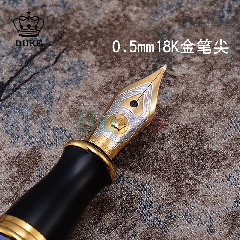 Duke Golden Crown 18K Gold Nib Fountain Pen, Modern and Elegant