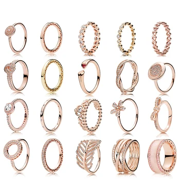 

NEW 100% 925 Sterling Silver Fashion Personality Popular Charms Original Rose Gold Ring Fit Women Jewelry Factory Wholesale