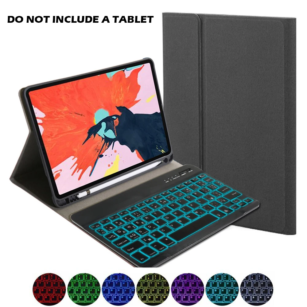 

Keyboard Case For iPad Pro 11 Inch 2020 7 Colors Backlit French Bluetooth Keyboard PU Leather Tablet Protective Cover Pen Holder
