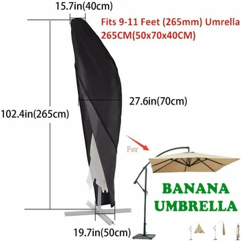 

Black Parasol Outdoor Patio Cover Storage Garden Dust Rains Waterproof Polyester 205cm*57*48*25cm / 265cm*50*70*40cm