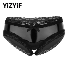 Женские трусики, мини-трусы, нижнее белье, бикини, плавки, купальники, нижнее белье, мокрый вид, лакированная кожа, кружево, открытый промежность, v-образный вырез, трусики