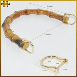 2Color U Shape Bamboo Imitation Bag Handle DIY Natural High-Grade Lady Purse Handcrafted Handbag With Link Buckle Handles 2Style