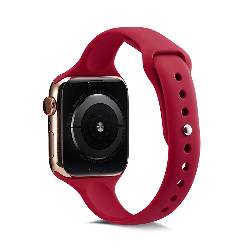 Ремешок для часов Apple Watch 38 мм 42 мм 44 мм 40 мм IWatch 4 3 2 1 спортивный силиконовый ремешок тонкий браслет аксессуары для часов - Цвет ремешка: Rose Red