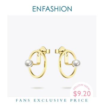 

Enfashion Pearl Circle Stud Earrings Gold Color Stainless Steel Small Cute Earings Fashion Holiday Jewelry 2020 Kolczyki EB1089
