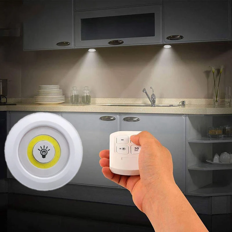 3 шт. в упаковке светодиодный светильник на батарейках с регулируемой яркостью COB светодиодный светильник с пультом дистанционного управления для шкаф для одежды ванная