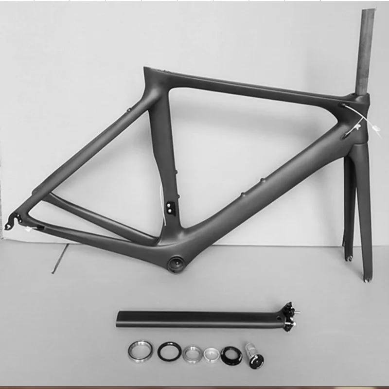 EARRLL carbon Bicycle road frame Di2 no logo yellow Mechanical pink racing bike carbon fixed gear bicycle framest carbon - Цвет: Черный