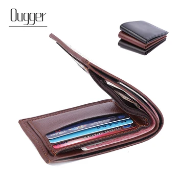

Ougger Mens Casual Wallets Leather Short Foldable Wallet Purse Credit Cards Holder Male PU Wallet