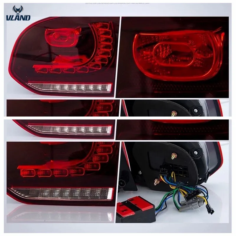 VLAND Factory для автомобиля светодиодный фонарь в сборе для Golf 6 светодиодный задний фонарь 2008-2013 светодиодный задний фонарь с DRL+ Реверс+ тормоз+ движущийся сигнал