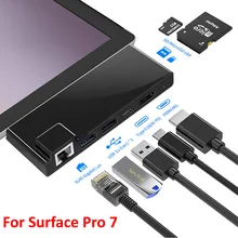 Usb c hub para a superfície pro7 leitor de cartão da doca 4k hdmi-compatível com rj45 gigabit ethernet pd USB-C adaptador sd/tf para microsoft pro 7