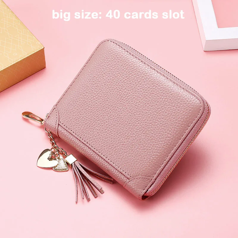 Big-Light Pink Rfid-блокировка противоугонное дизайнерское женское портмоне-клатч Femme кошелек на молнии мульти-слот для карт большая емкость кисточка натуральная кожа - Цвет: Big-Light Pink