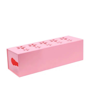 

HOT-DIY plastic cable storage box desk organizer case cables box holder Safety Socket Outlet Board Container carved cord (pink)