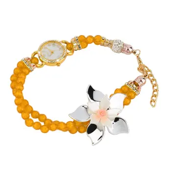 

New Fashion Winding Beads Bracelet Quartz Watch Bracelet Round Dial Watch Flower Watch Hot Sale Women's Gift