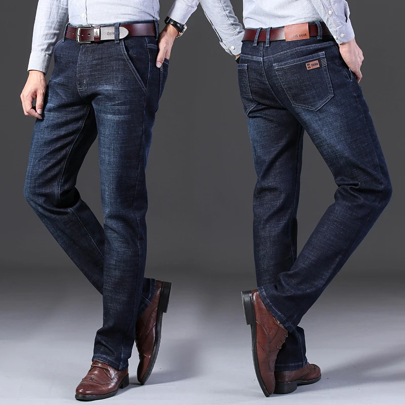Плюс бархатные джинсы мужские зимние толстые теплые прямые тонкие модные потертые вельветовые джинсовые брюки повседневные трендовые Большие размеры