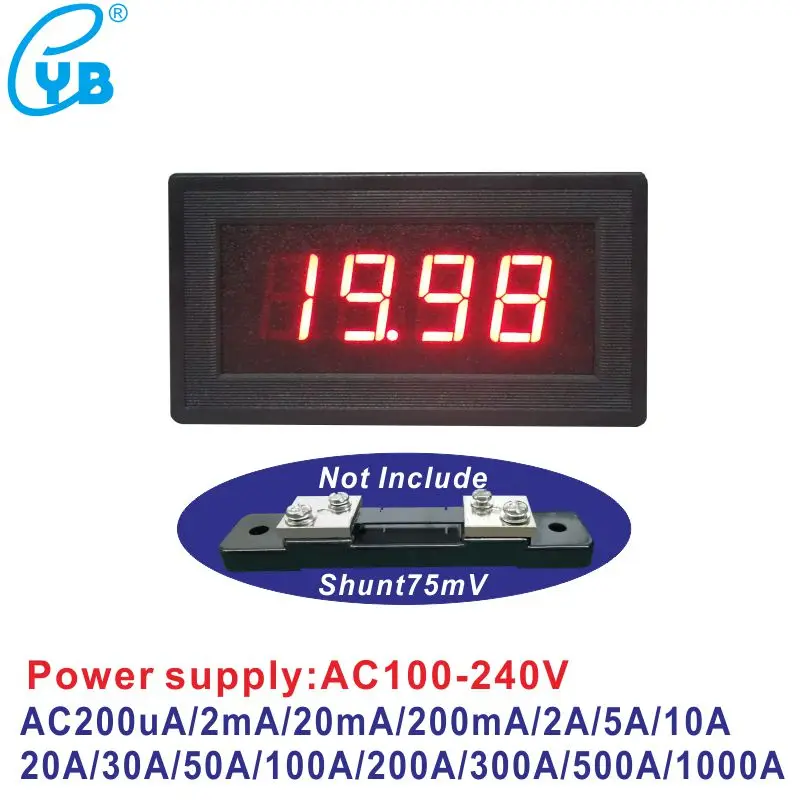 YB5135B AC 220V LED Digital Current Meter Power Supply 100-240V 200mA 2A 10A 50A 100A 300A 500A 1000A 75mV Ampere | Инструменты