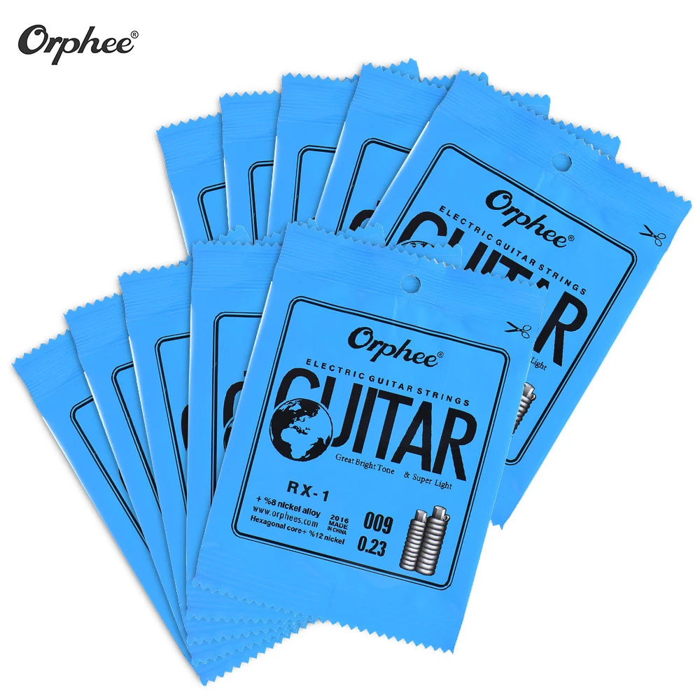 Orphee RX-1 одиночные Сменные Струны для электрогитары 1st E-String(. 009) 10-Pack никелевого сплава супер напряжение света